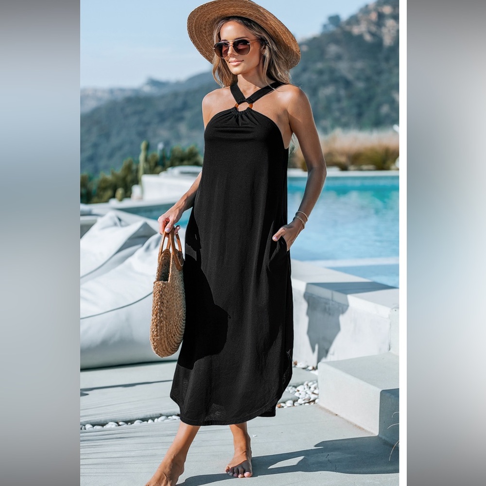 Cupshe O-Ring Black Dress Vacation